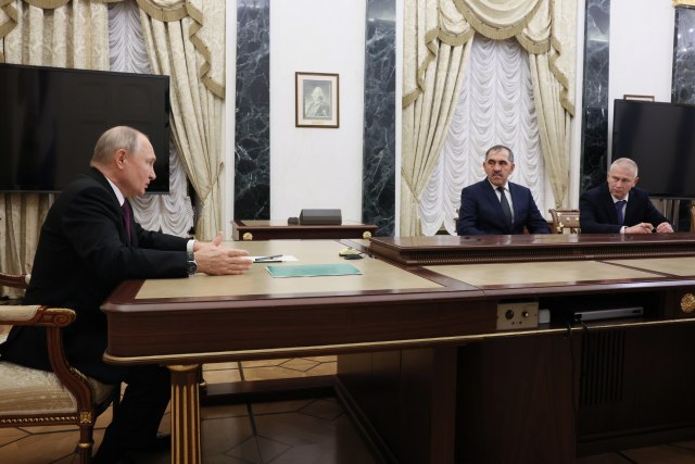 Tanjug/Mikhail Metzel, Sputnik, Kremlin Pool Photo via AP